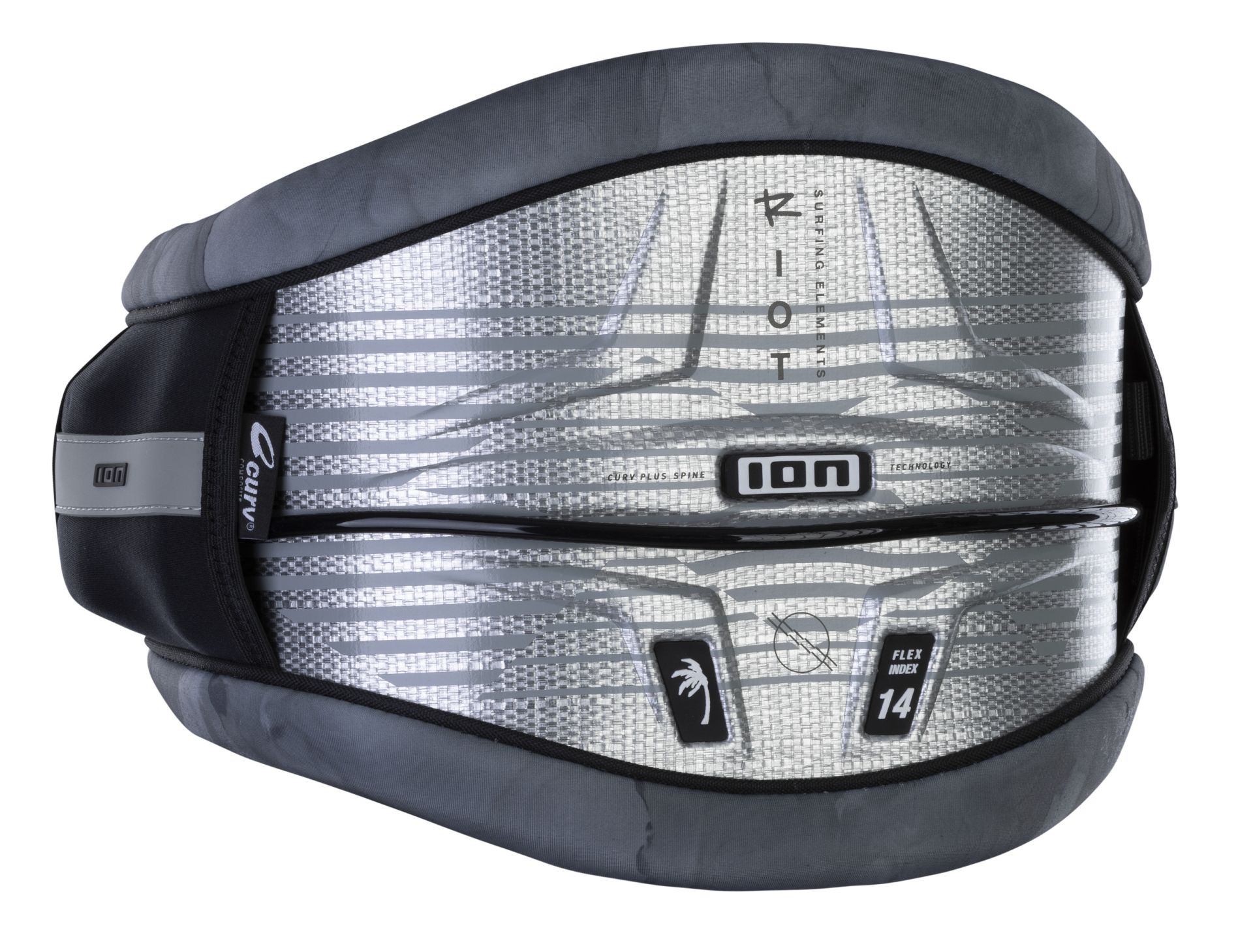 2024 ION Riot Curv 14 Kitesurf Harness - Silver Marble